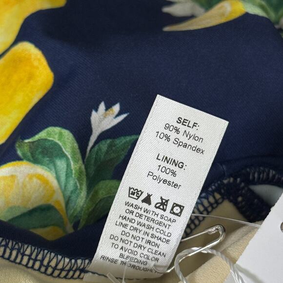 Lemon Print Swim Top Women Medium Crop Shirt Rashguard Surf Resort WET NEW $108 - Picture 5 of 8